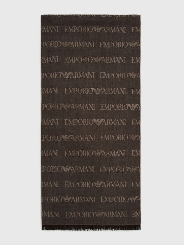 Wool blend scarf with logo - 2