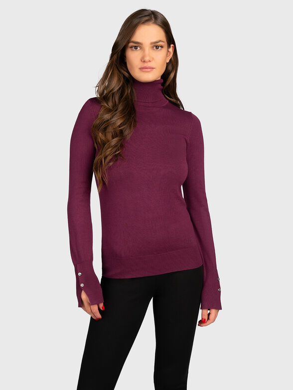 Turtle neck sweater with buttons on the sleeves - 1