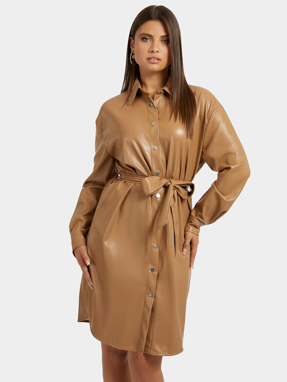 EUDOKIA beige dress with belt - 1