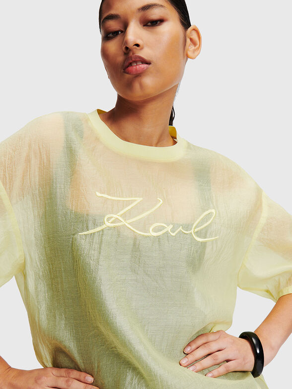 Black T-shirt with logo embroidery - 4