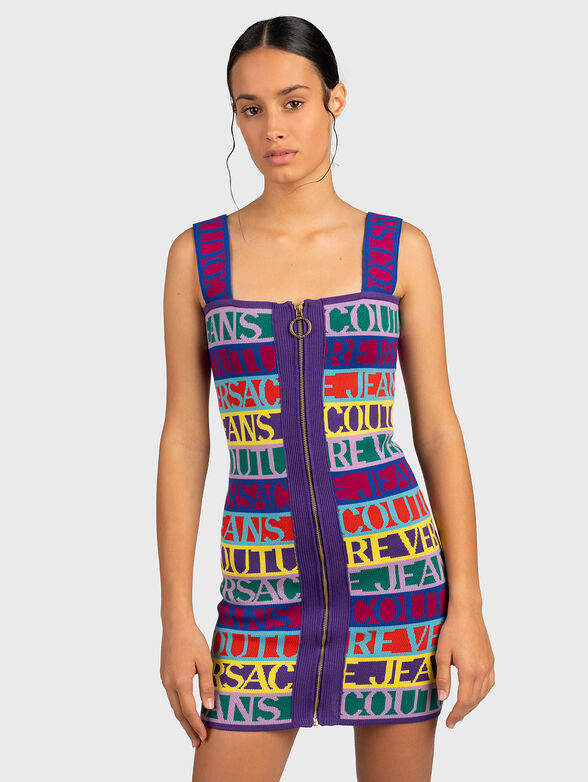 Dress with zip and multicolor logo prints - 1