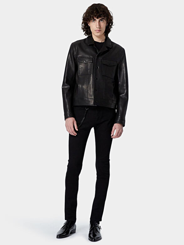 Black skinny jeans with chain detail - 1