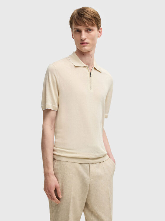 Ленен поло-шърт с цип - 1