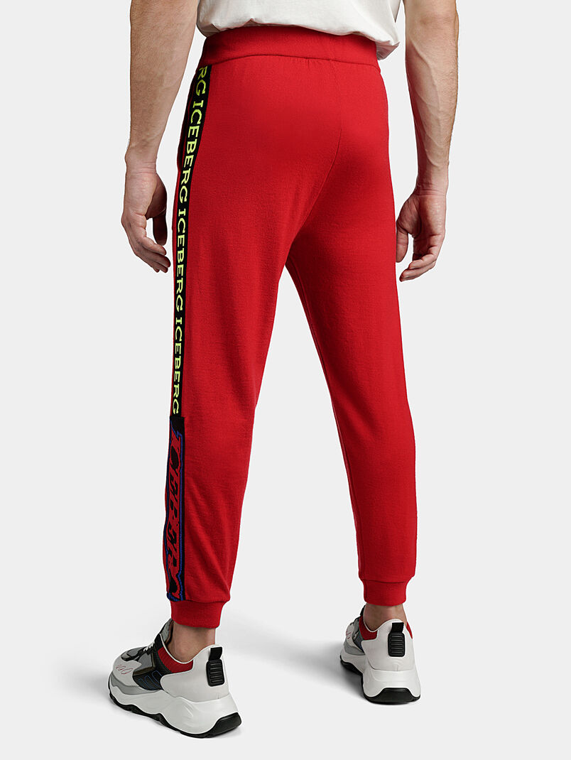 Knitted casual pants in red color - 3