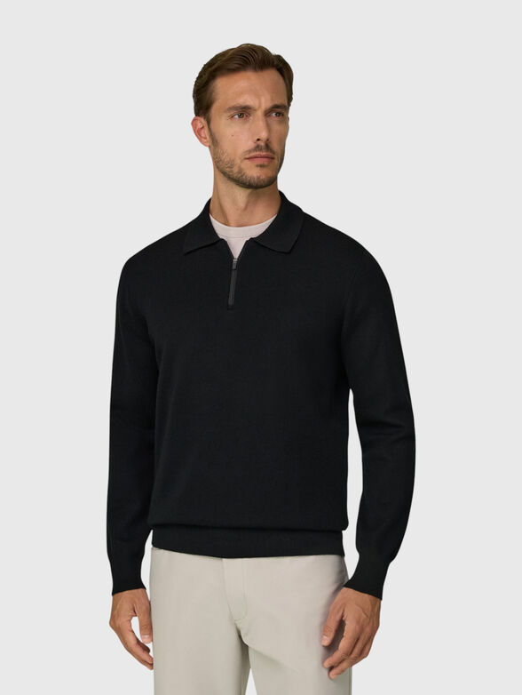 Black sweater with a zip on the collar - 1