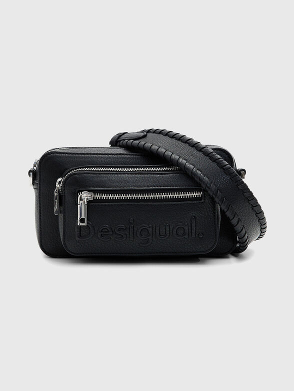 Embossed logo black crossbody bag - 1