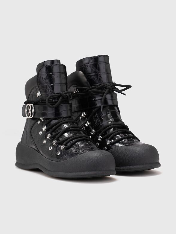 Black croc-effect boots - 2