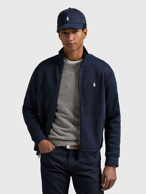 Navy blue sweatshirt with zip - 1