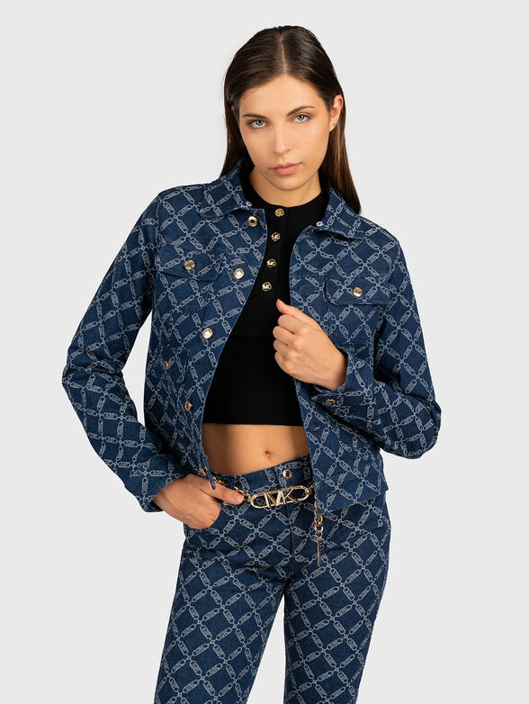 Denim jacket with monogram print - 5