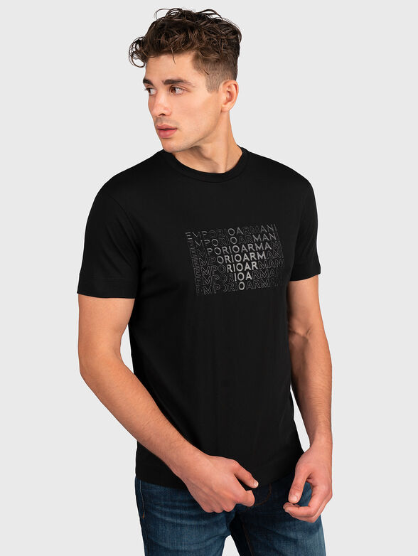 Black t-shirt with eagle applique - 1