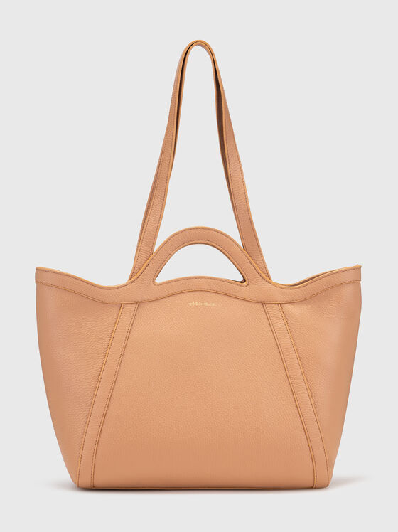 Leather bag with long handle and logo - 1