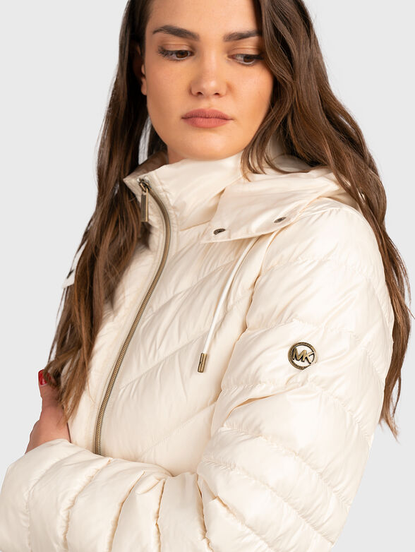 Hooded jacket in ecru color - 4
