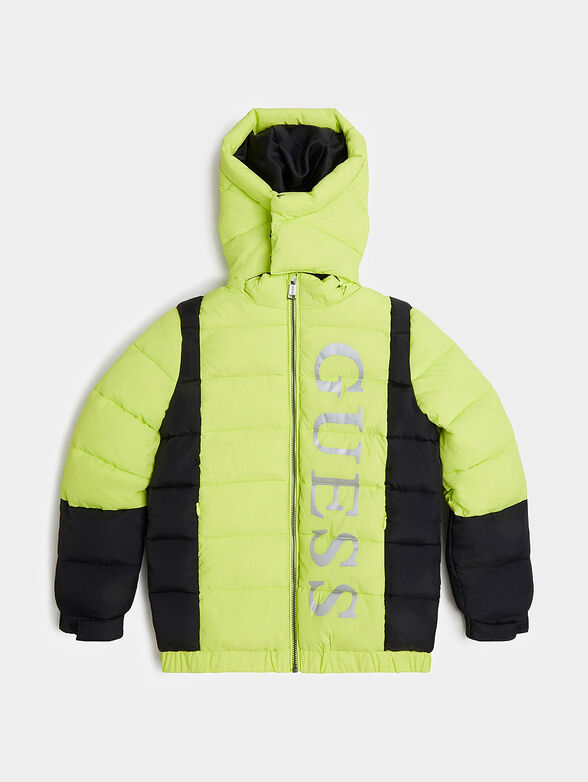 Padded jacket with hood and logo print - 1