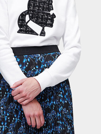 Pleated midi skirt with orchid print - 4