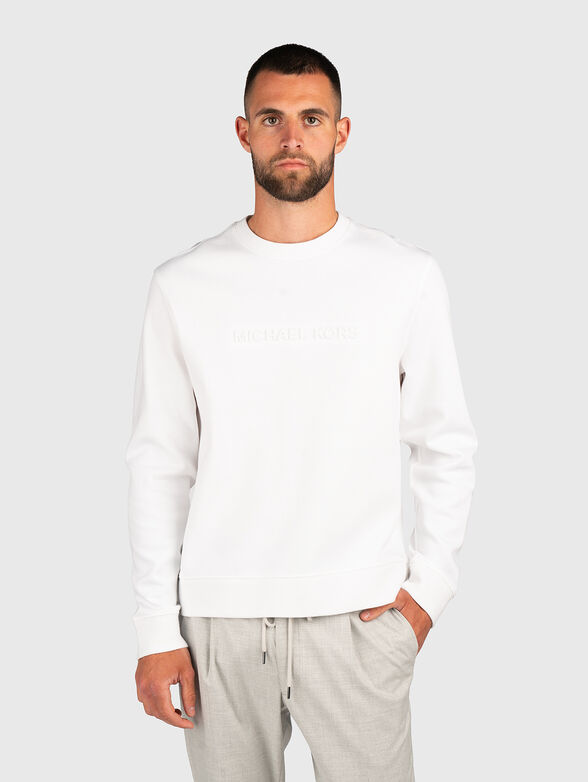 White sweatshirt with embossed logo - 1
