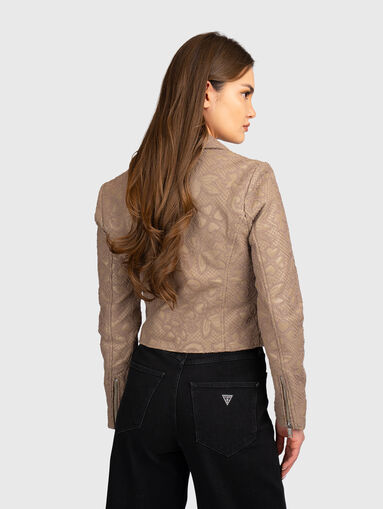 Eco leather jacket with floral embroidery  - 3