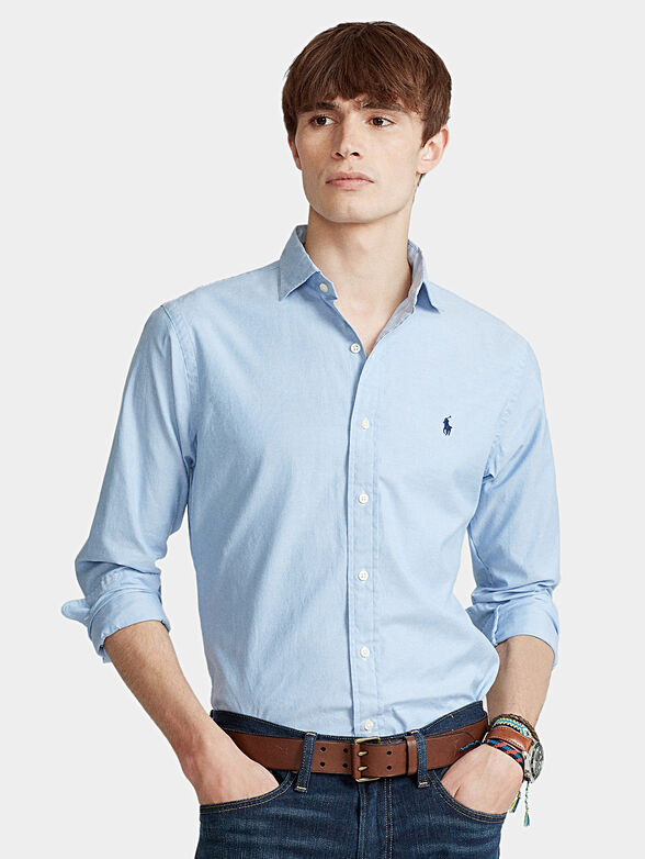 Blue shirt with embroidery logo - 1