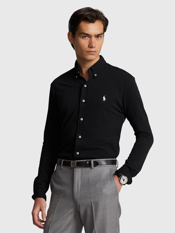 Черна риза с контрастно лого - 1