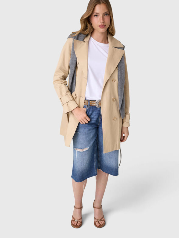 Beige cotton-blend trench coat - 4
