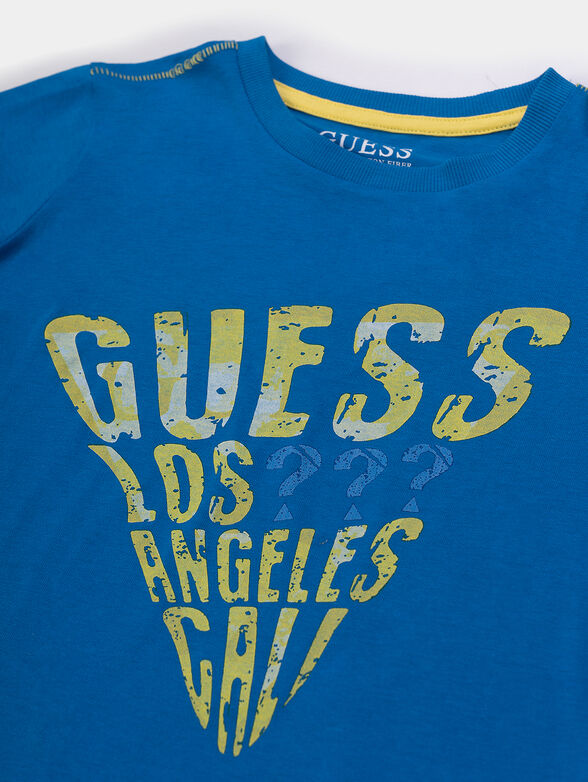 Blue cotton T-shirt with print - 2