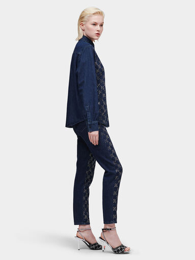 Blue denim shirt with rhinestones - 4