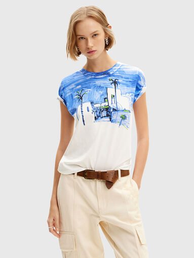T-shirt with print in blue - 5
