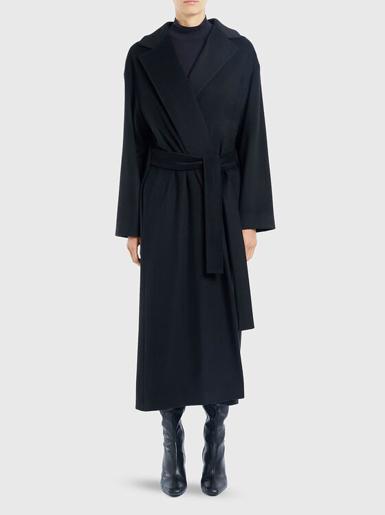 Loose fit wool coat with belt - 1