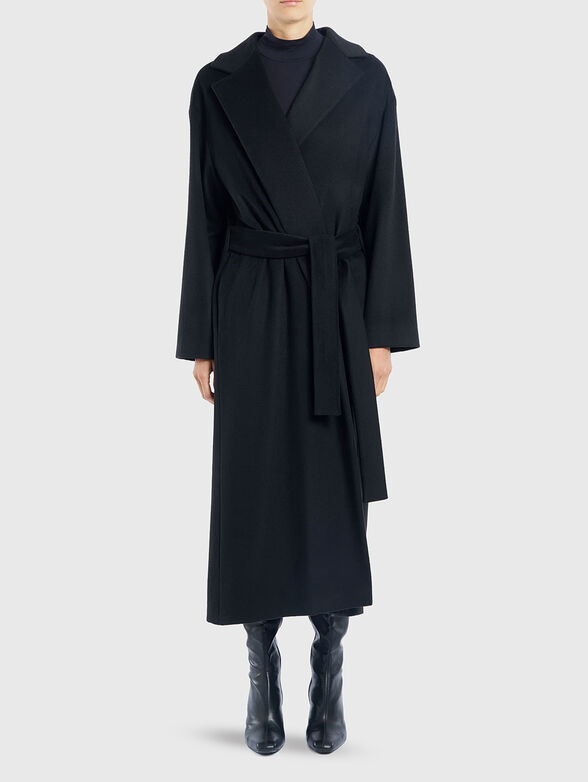 Loose fit wool coat with belt - 1