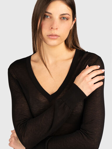Silk blend sweater with sheer effect - 4