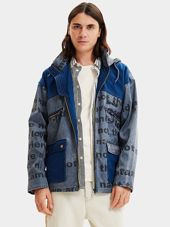 Denim jacket with monogram print - 1