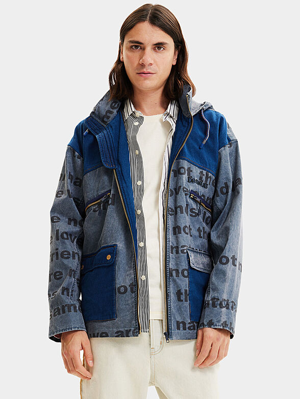 Denim jacket with monogram print - 1