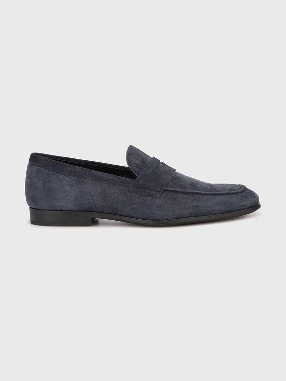 Suede dark blue loafers - 1