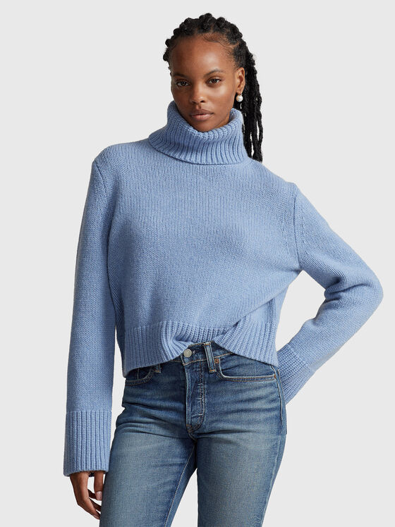 Blue wool blend sweater with turtleneck - 1