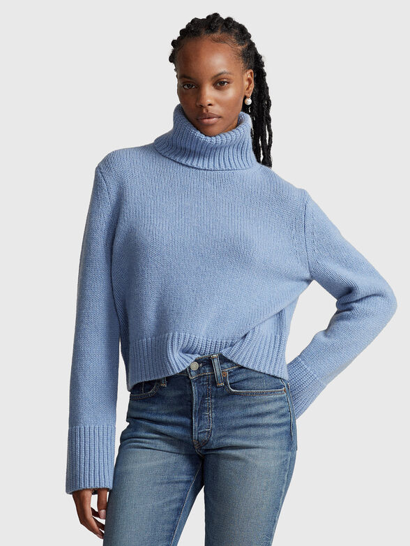 Blue wool blend sweater with turtleneck - 1