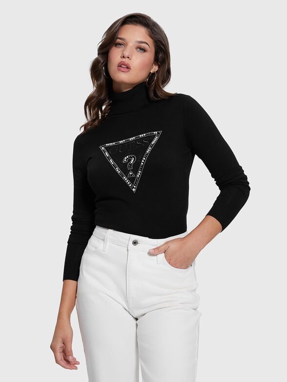Sweater with polo collar and contrast logo - 1