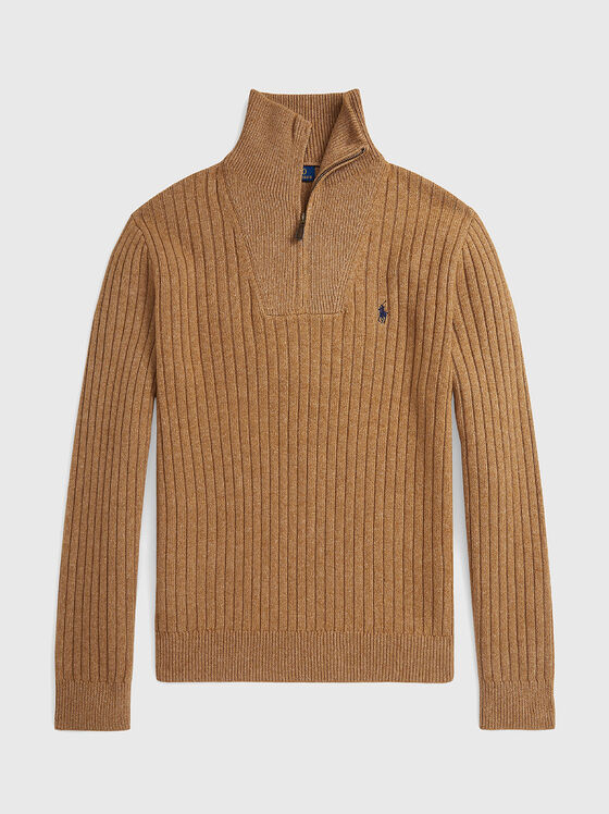 Wool and cotton sweater with zip - 1