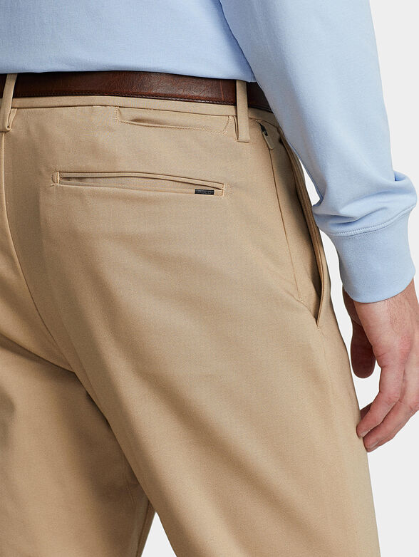 Cotton blend trousers in beige - 3