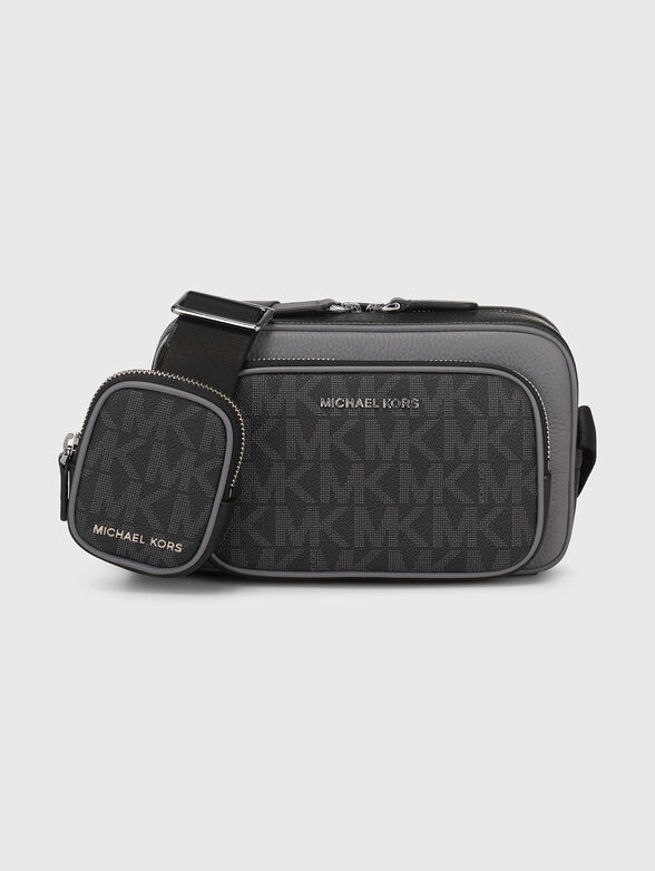 Leather crossbody bag with monogram print  - 1