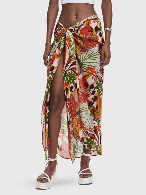 Tropical print beach skirt - 1