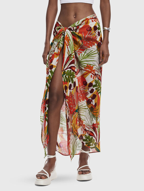 Tropical print beach skirt - 1