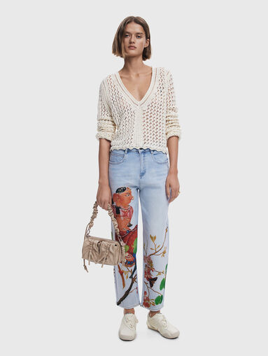 Boyfriend jeans with multicolor print - 5