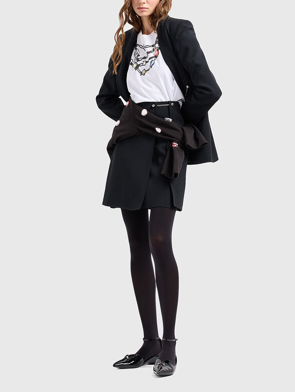 Black T-shirt with necklace print - 2