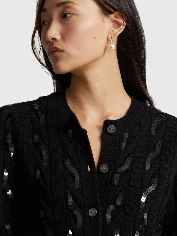 Sequin embellished cardigan in wool blend - 3