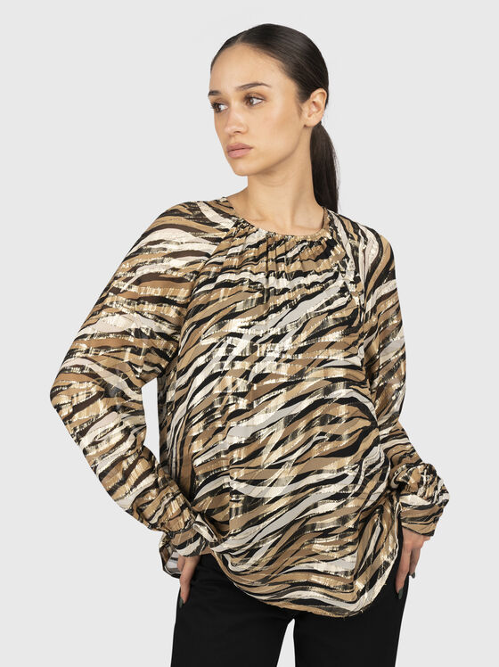 Silk blend animal print blouse - 1