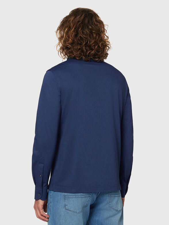 Dark blue polo shirt with buttons - 3