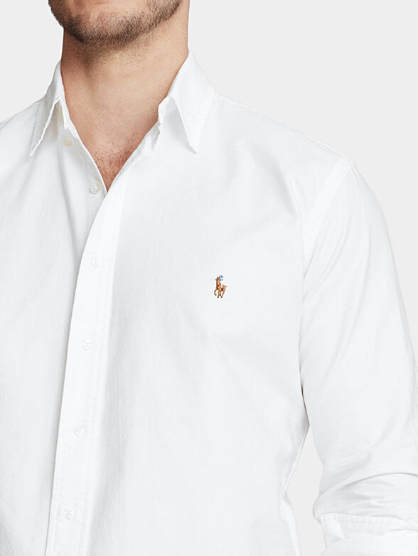 Cotton shirt with logo embroidery - 4