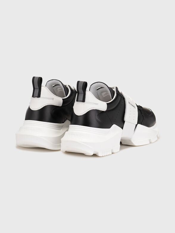 Black leather sneakers with contrast sole - 3