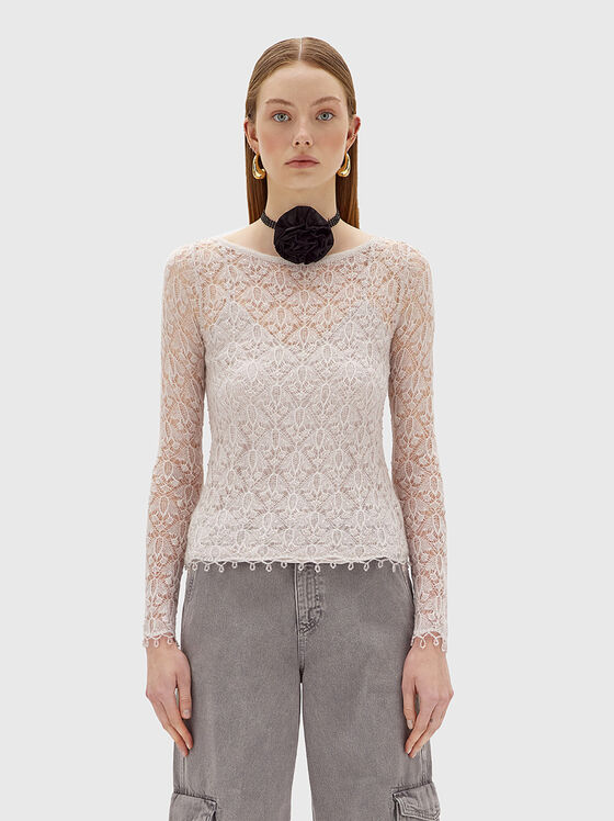 Полупрозрачна блуза с дълъг ръкав - 1