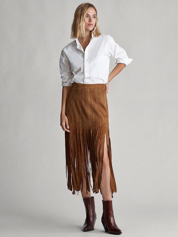 Fringe-trim suede skirt - 2