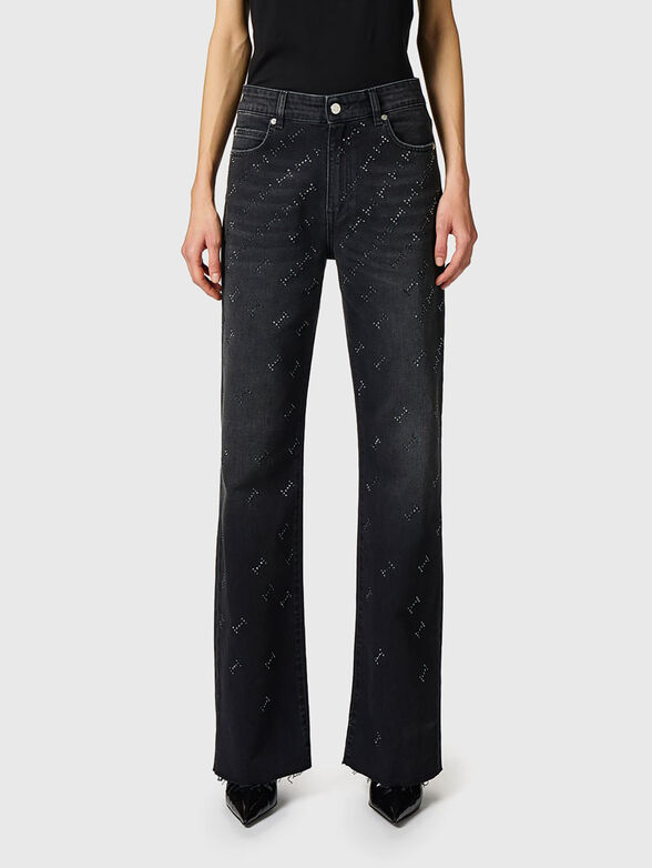 Black jeans with rhinestones  - 1
